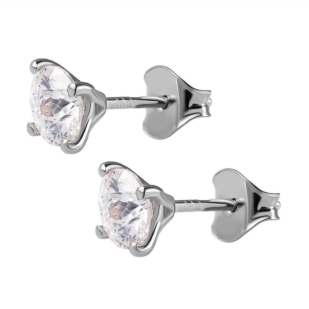 Moissanite Solitaire Stud Earrings with Push Back in Platinum Overlay Sterling Silver 1.62 Ct.