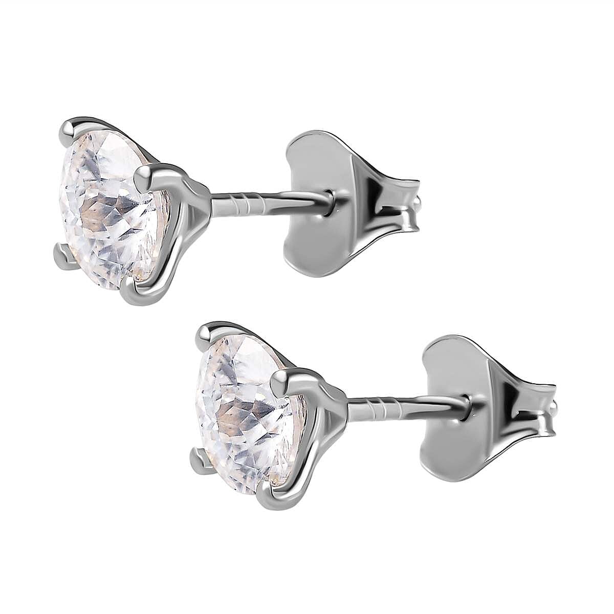 Moissanite Solitaire Stud Earrings with Push Back in Platinum Overlay Sterling Silver 1.62 Ct. 7346955 5