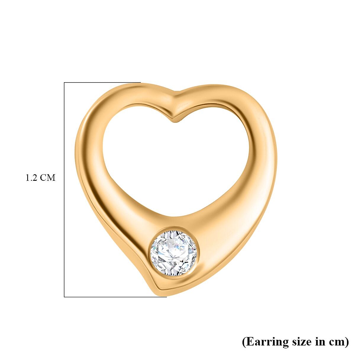 Designer Inspiration -Moissanite Heart Stud Earrings in 18K YG Vermeil Plated Sterling Silver 7773464 5