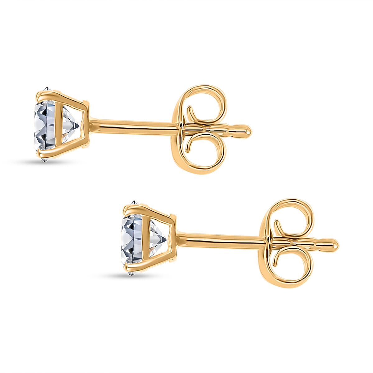 Moissanite Solitaire Stud Push Post Earring in Yellow Gold Plated Sterling Silver 0.88 Ct. 8321380 4