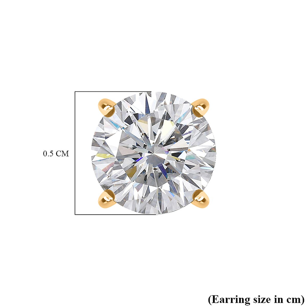 Moissanite Solitaire Stud Push Post Earring in 18K Yellow Gold Plated Sterling Silver
