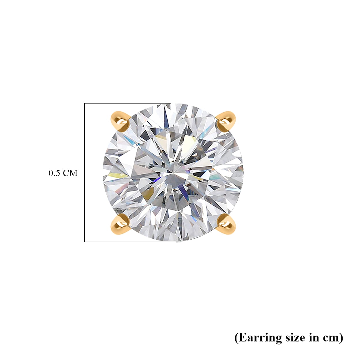 Moissanite Solitaire Stud Push Post Earring in Yellow Gold Plated Sterling Silver 0.88 Ct. 8321380 5