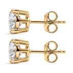 Royal Bali Collection - Moissanite Solitaire Stud Earring with Push Back in Yellow Gold Plated Sterling Silver 2.41 Ct.