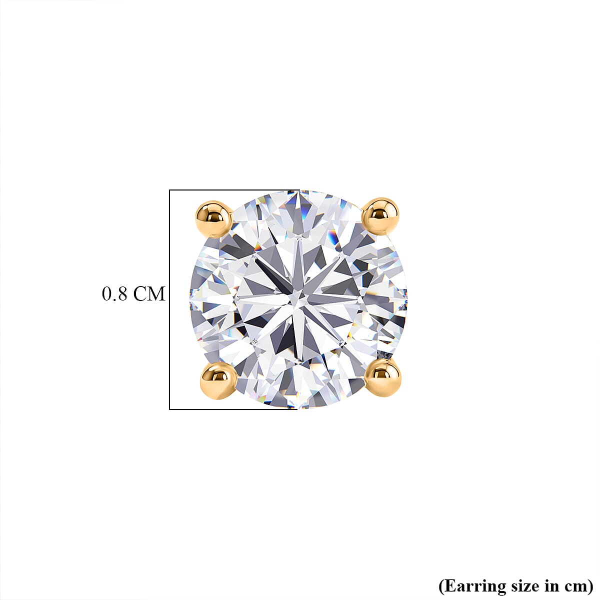 Royal Bali Collection - D'Joy Moissanite Solitaire Stud Earring with Push Back in 18K Vermeil Yellow Gold Plated Sterling Silver 2.40 Ct. 8427235 5