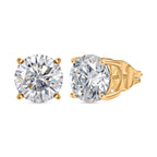 D'Joy Moissanite Solitaire Stud Earring with Push Back in Yellow Gold Plated Sterling Silver 3.70 Ct.