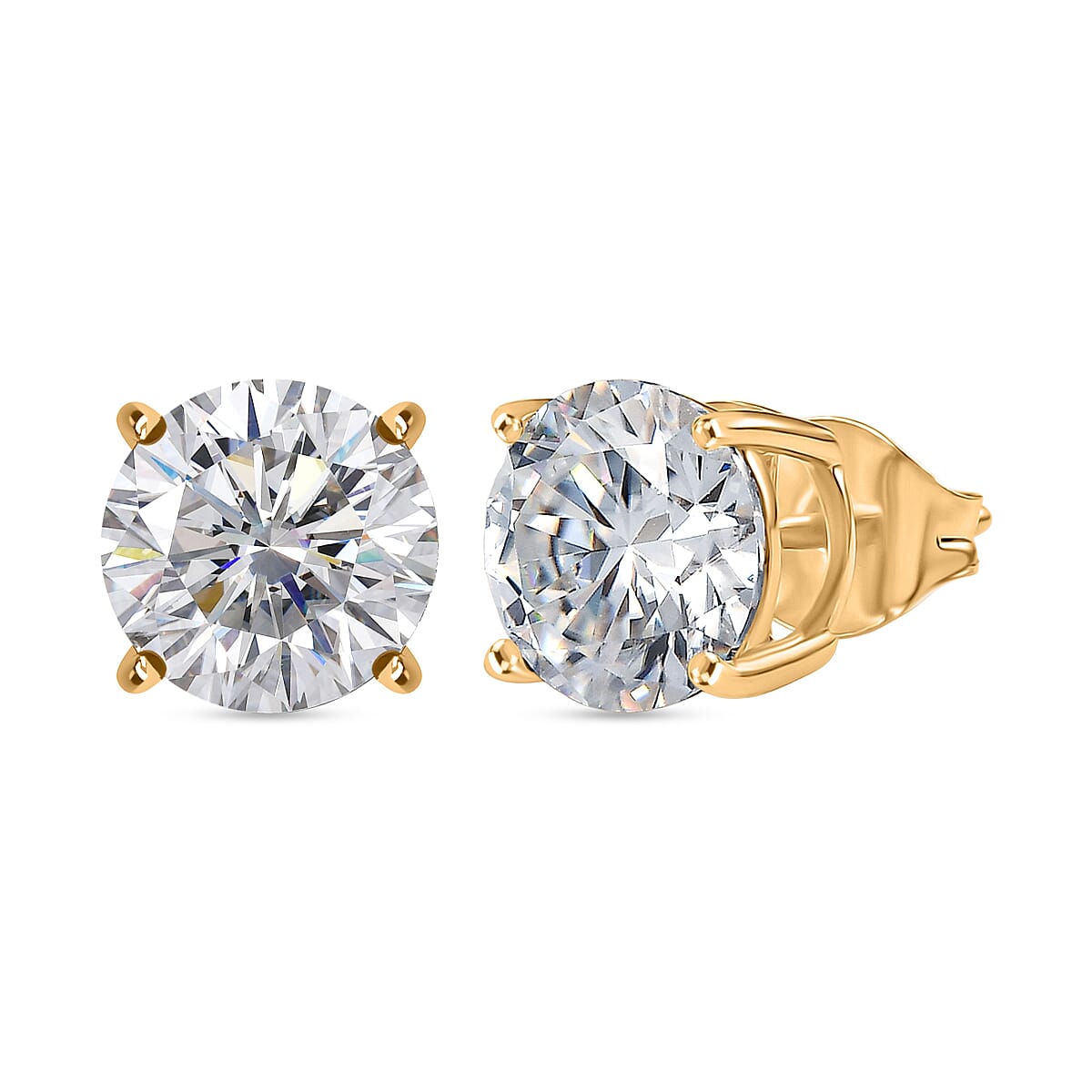 D'Joy Moissanite Solitaire Stud Earring with Push Back in Yellow Gold Plated Sterling Silver 3.70 Ct. V32521053 0