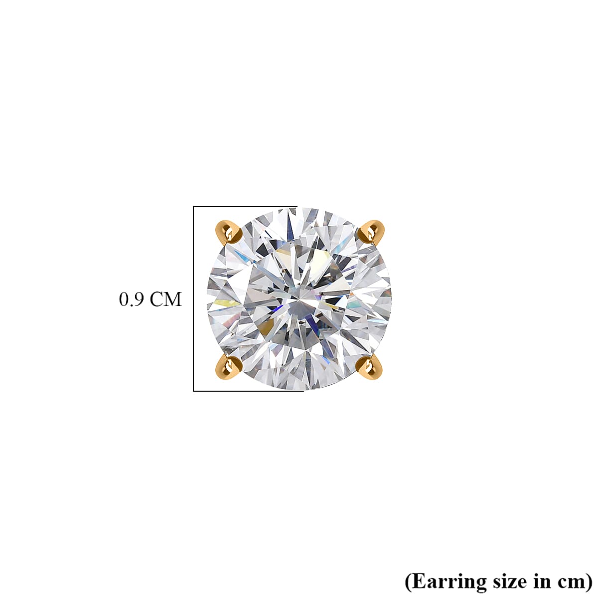 D'Joy Moissanite Solitaire Stud Earring with Push Back in Yellow Gold Plated Sterling Silver 3.70 Ct. V32521053 5