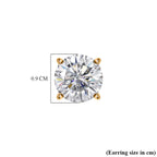 D'Joy Moissanite Solitaire Stud Earring with Push Back in Yellow Gold Plated Sterling Silver 3.70 Ct.