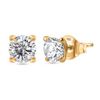 Round 5mm Moissanite Solitaire Stud Earrings in 18K YG Vermeil Sterling Silver
