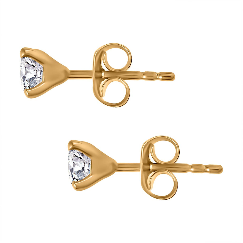 Round 5mm Moissanite Solitaire Stud Earrings in 18K YG Vermeil Sterling Silver