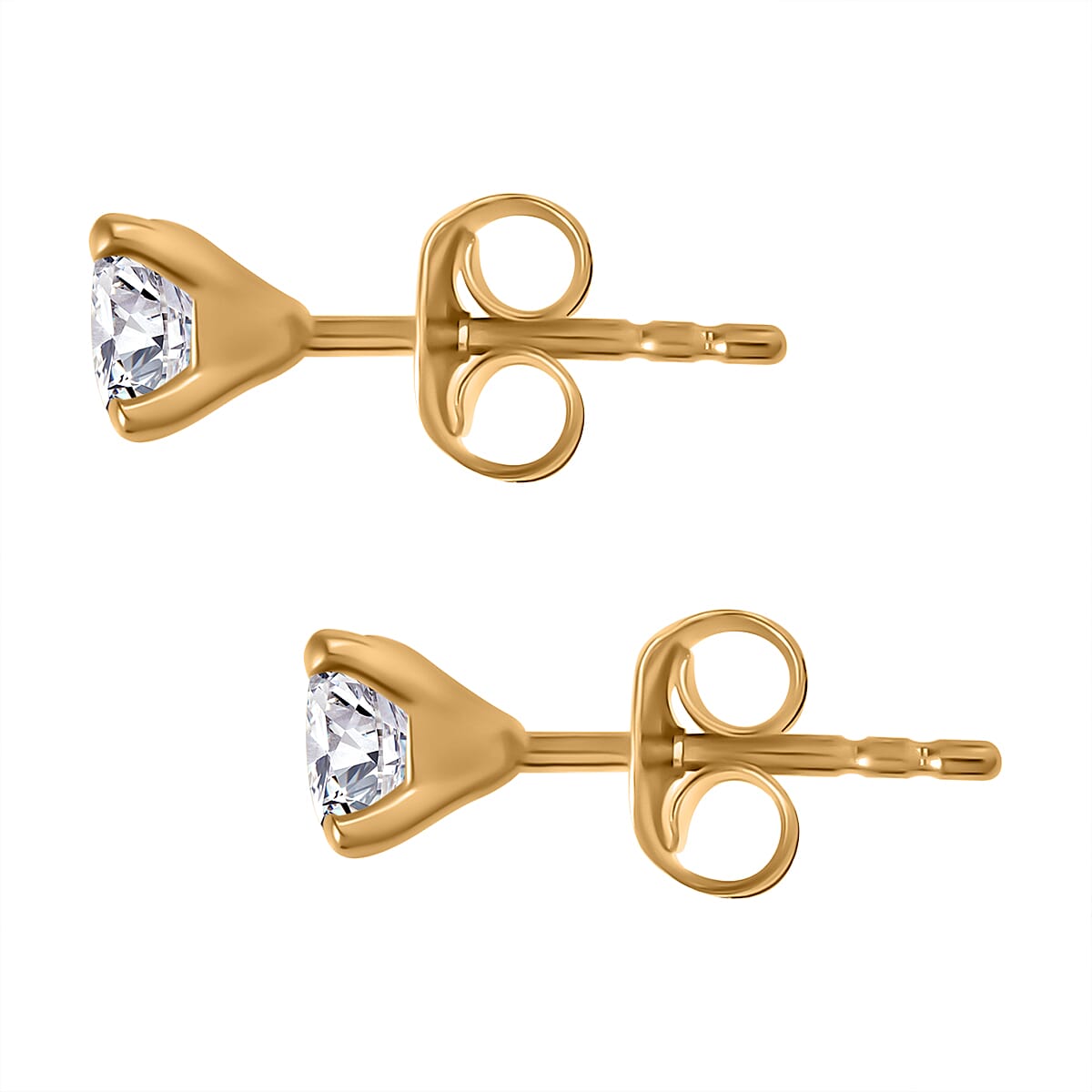 Round 5mm Moissanite Solitaire Stud Earrings in 18K YG Vermeil Sterling Silver 7780914 4