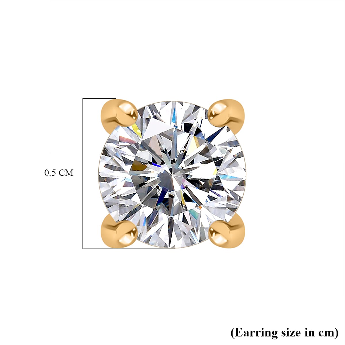 Round 5mm Moissanite Solitaire Stud Earrings in 18K YG Vermeil Sterling Silver 7780914 5
