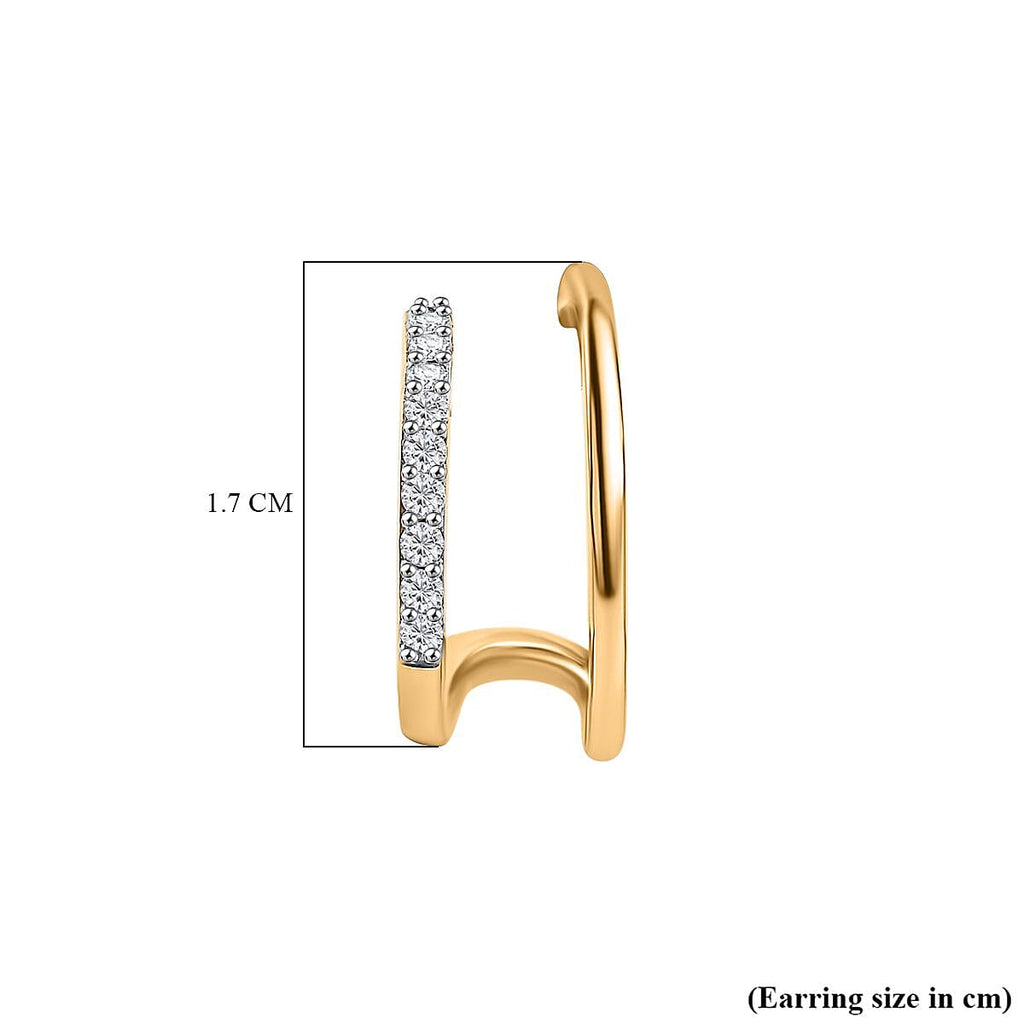 Moissanite  Solitaire Stud Push Post Earring in 18K YG Vermeil Sterling Silver 0.32 ct,  Silver Wt. 5 Gms  0.400  Ct.