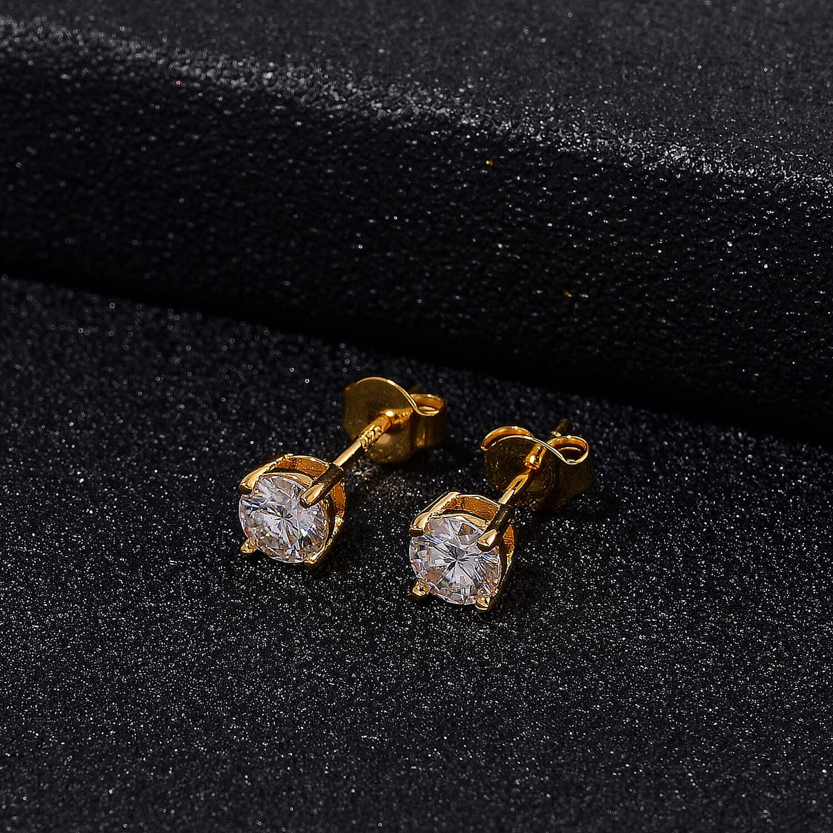 RADIANTA GRA Certified Moissanite D-VVS1 Solitaire Stud Push Post Earring in 18K Vermeil Yellow Gold Plated Sterling Silver 1.00 Ct. 8044143 2