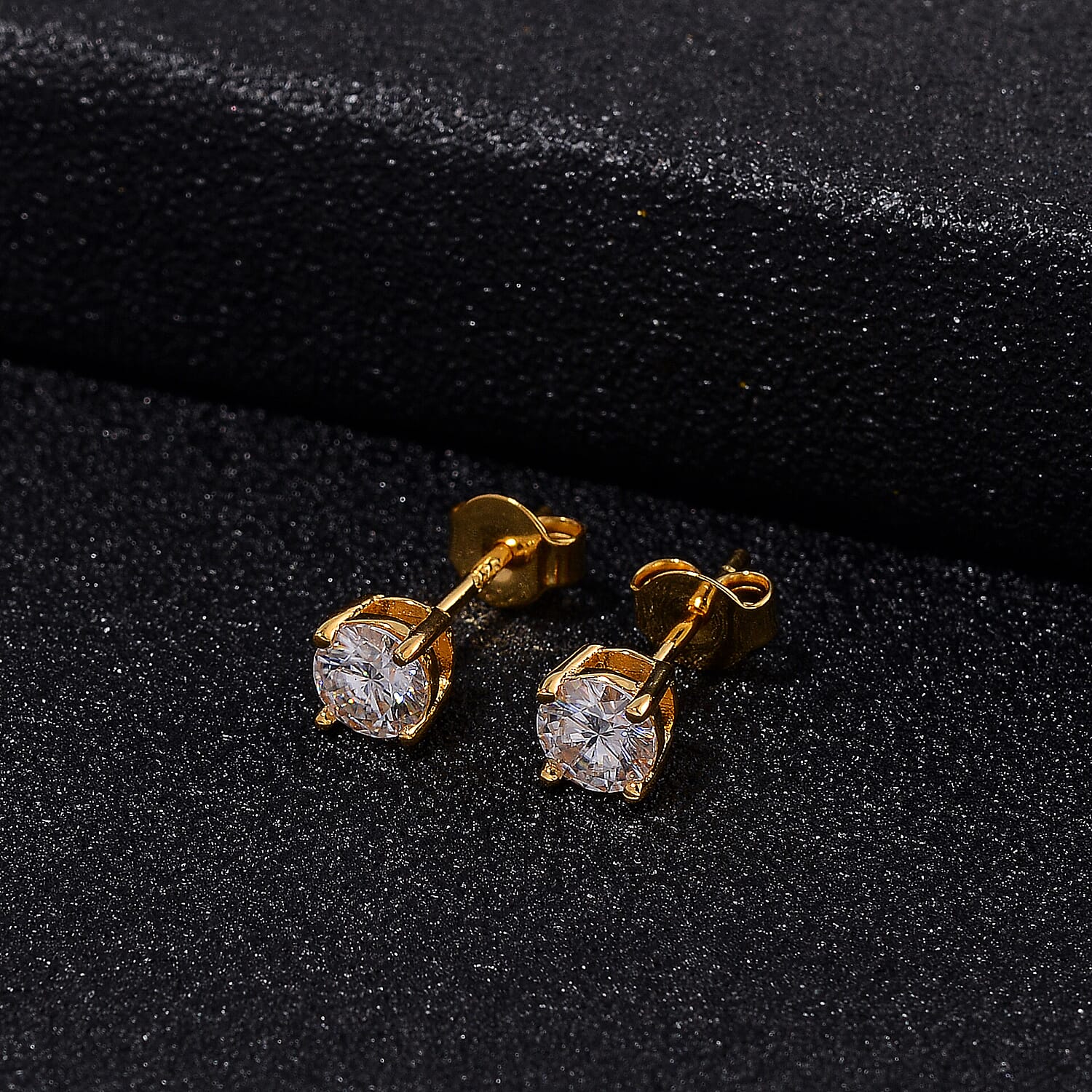 RADIANTA GRA Certified Moissanite D-VVS1 Solitaire Stud Push Post Earring in 18K Vermeil Yellow Gold Plated Sterling Silver 1.00 Ct. 8044143 2