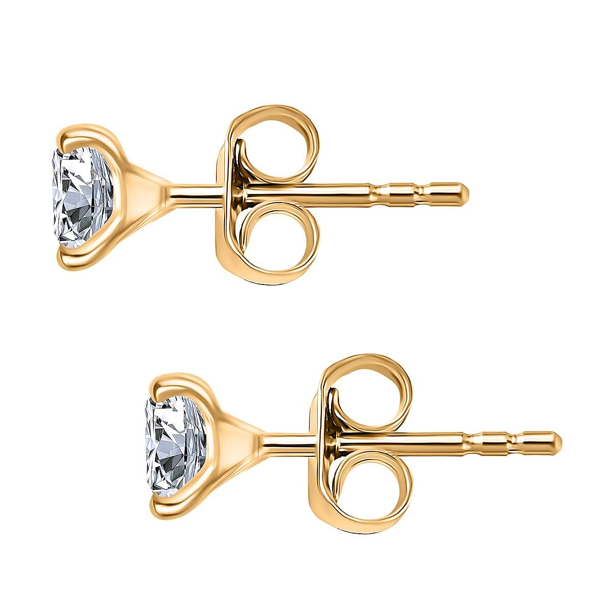 Moissanite Solitaire Stud Push Post Earrings in 18K Yellow Gold Vermeil Sterling Silver 8054190 4