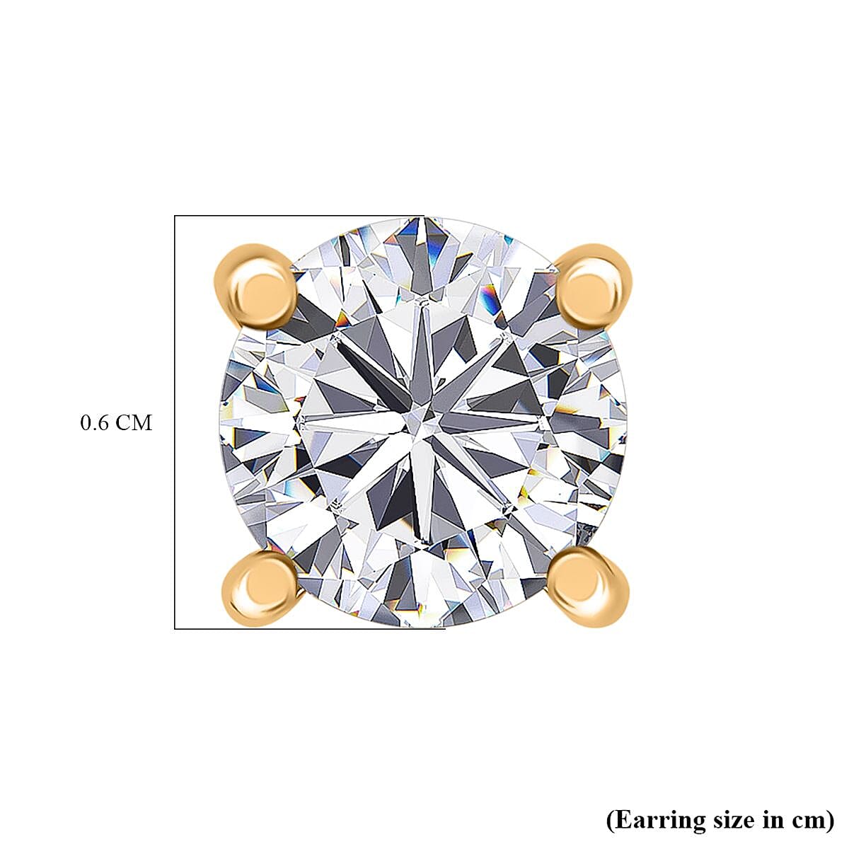 Moissanite Solitaire Stud Push Post Earrings in 18K Yellow Gold Vermeil Sterling Silver 8054190 5