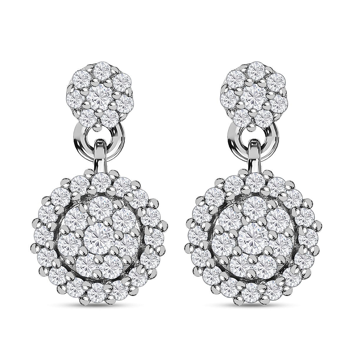 Moissanite Dangle Earrings in Platinum Overlay Sterling Silver 7560321 0