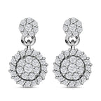 Moissanite Dangle Earrings in Platinum Overlay Sterling Silver