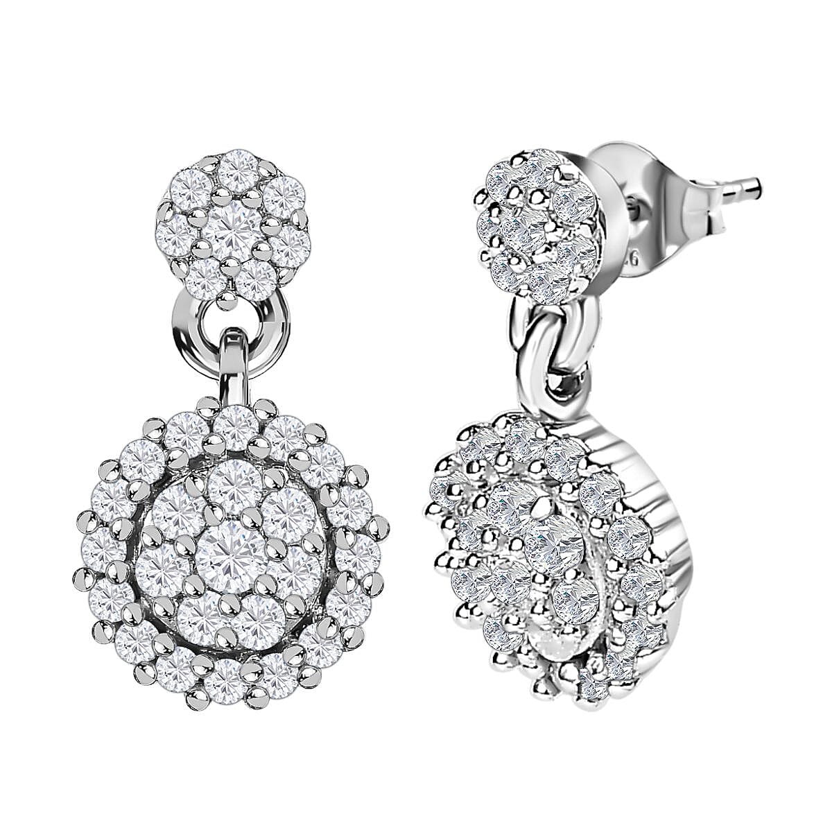 Moissanite Dangle Earrings in Platinum Overlay Sterling Silver 7560321 4