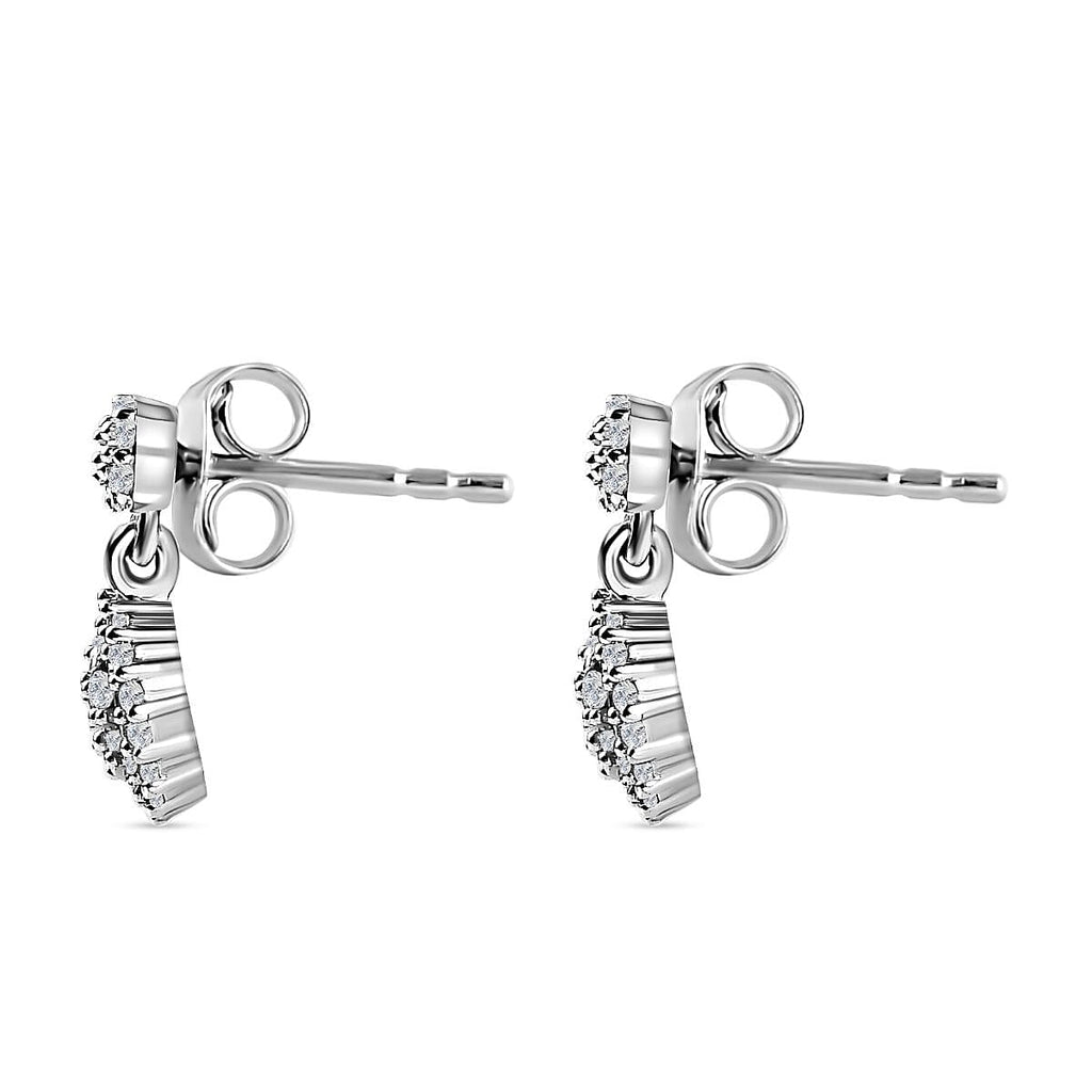 Moissanite Dangle Earrings in Platinum Overlay Sterling Silver