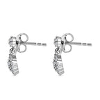 Moissanite Dangle Earrings in Platinum Overlay Sterling Silver