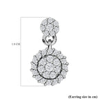 Moissanite Dangle Earrings in Platinum Overlay Sterling Silver