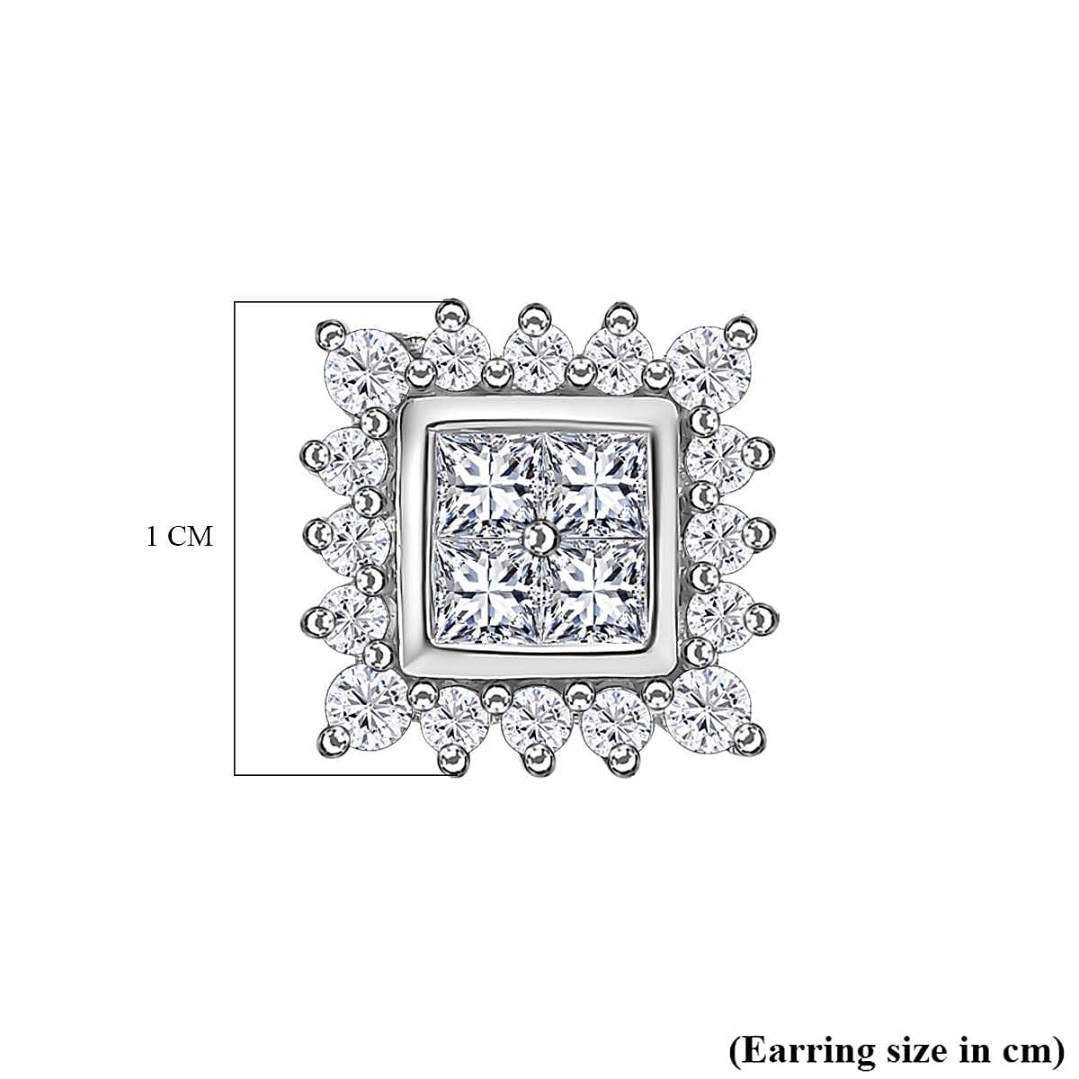 Moissanite Stud Earrings in Platinum Overlay Sterling Silver 7560711 4