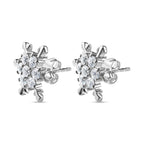 Moissanite Snowflake Earrings in Platinum Overlay Sterling Silver 1.55 Ct.