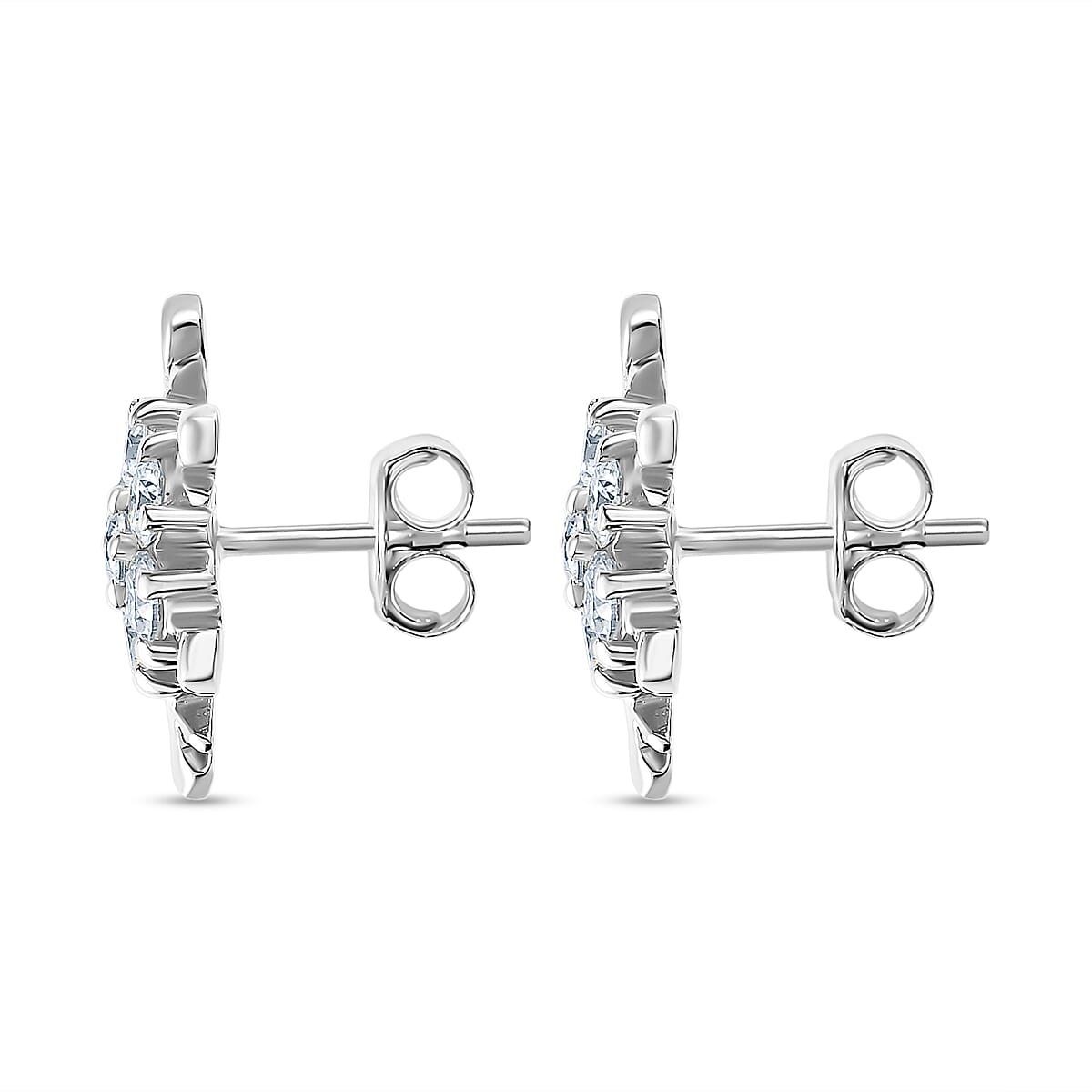 Moissanite Snowflake Stud Earrings in Platinum Overlay Sterling Silver 1.55 Ct. 7643073 5