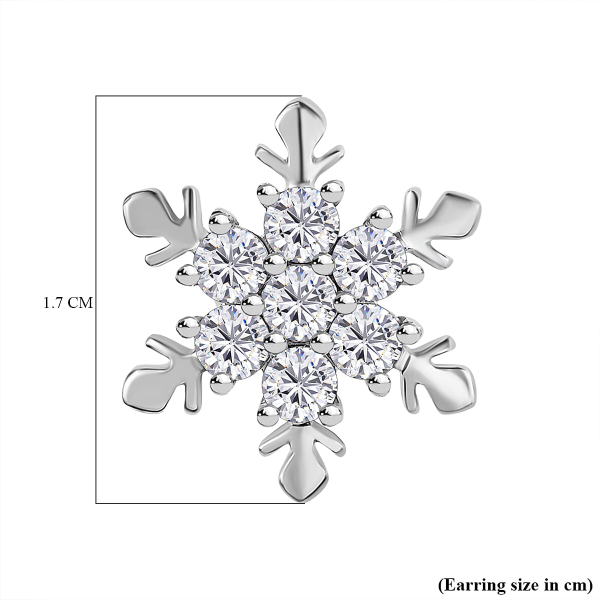 Moissanite Snowflake Stud Earrings in Platinum Overlay Sterling Silver 1.55 Ct. 7643073 6