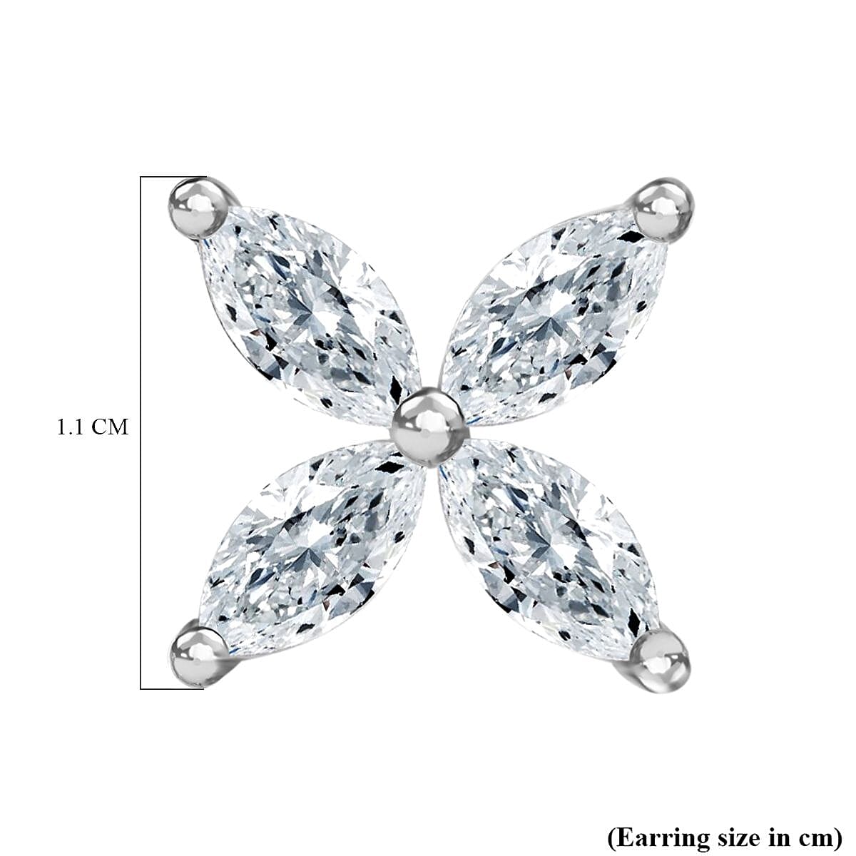 Moissanite Floral Stud Earrings in Platinum Overlay Sterling Silver 1.77 Ct. 7668925 5