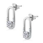 Moissanite Dangle Loop Earrings in Platinum Overlay Sterling Silver 1.21 Ct.