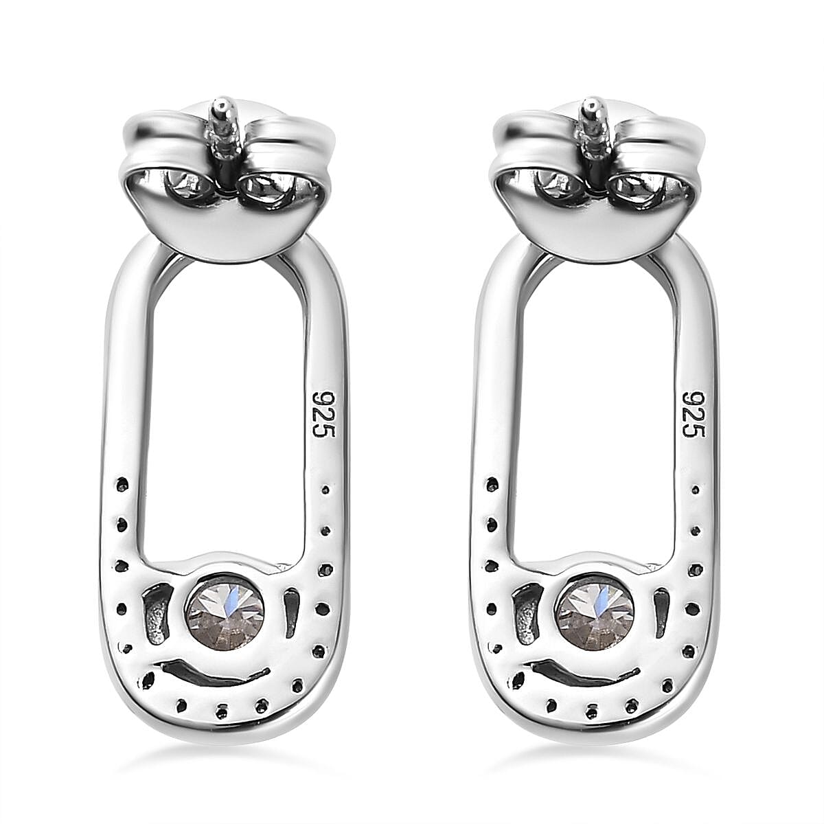 Moissanite Drop Loop Earrings in Platinum Overlay Sterling Silver 1.21 Ct. 7668935 5