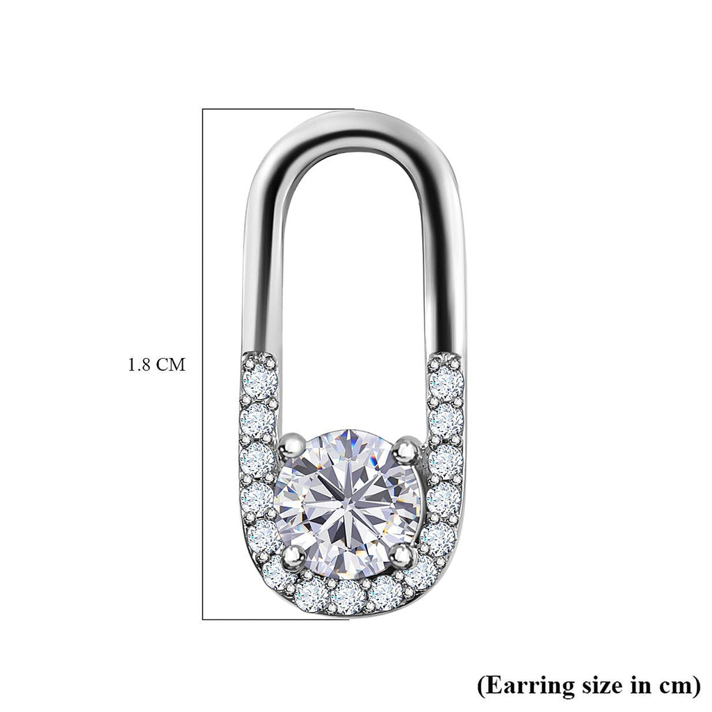 Moissanite Dangle Loop Earrings in Platinum Overlay Sterling Silver 1.21 Ct.