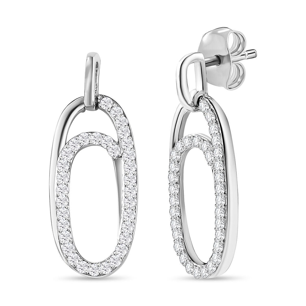Moissanite Drop Earrings in Platinum Overlay Sterling Silver 7670633 0