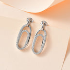 Moissanite Drop Earrings in Platinum Overlay Sterling Silver