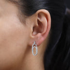 Moissanite Drop Earrings in Platinum Overlay Sterling Silver