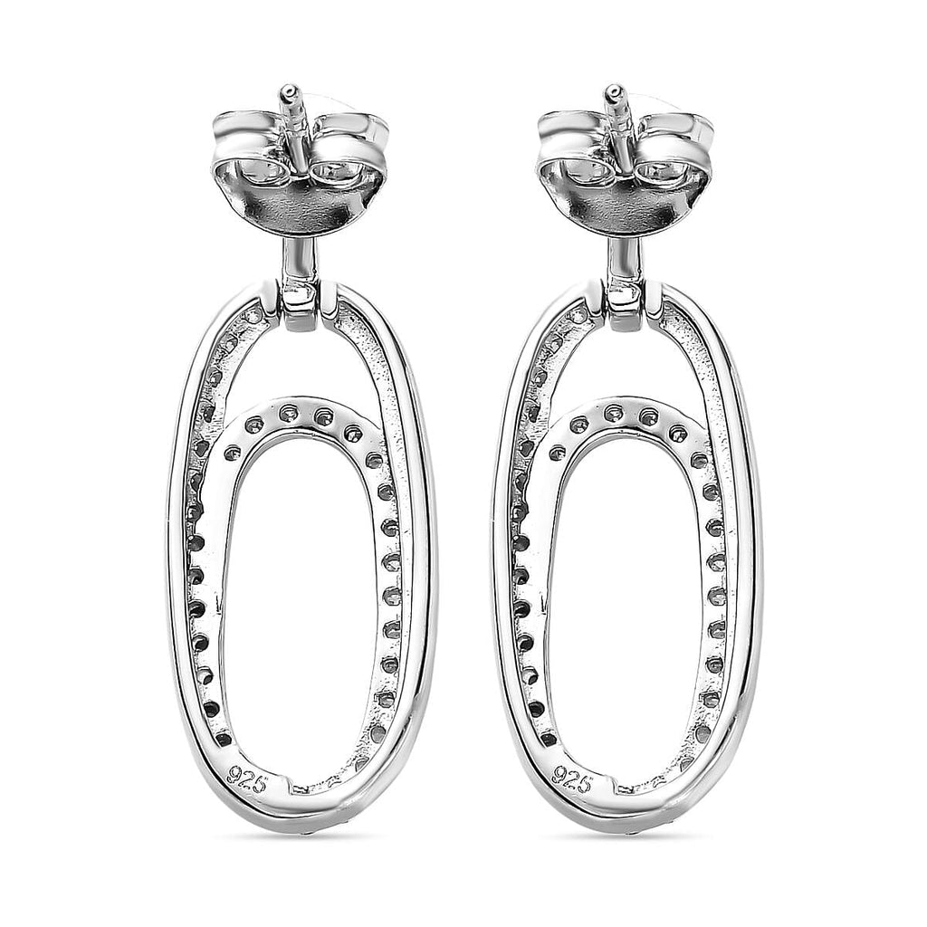 Moissanite Drop Earrings in Platinum Overlay Sterling Silver