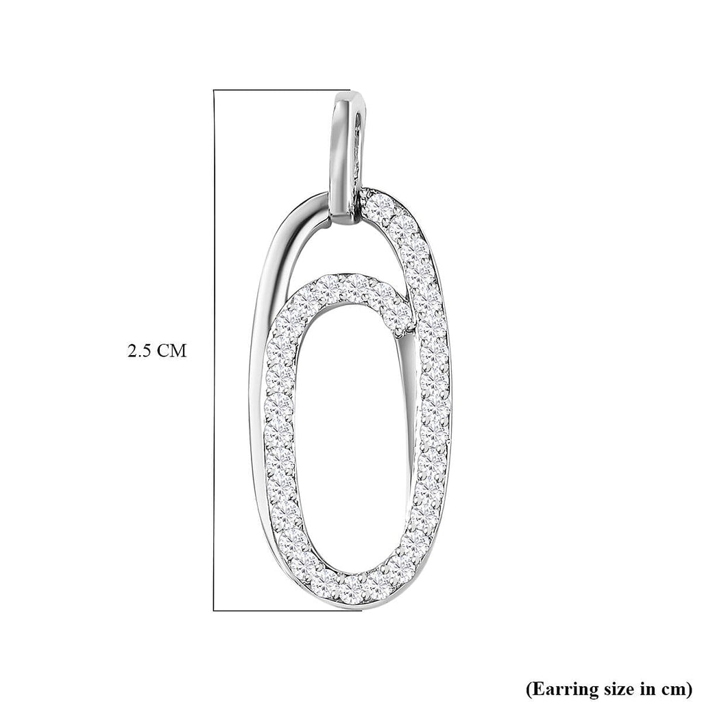 Moissanite Drop Earrings in Platinum Overlay Sterling Silver