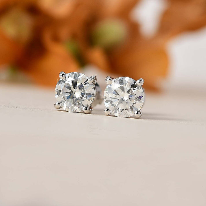 1.1 Ct. Moissanite Solitaire, Stud earring in Platinum Sterling Silver 7709840 2