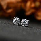 Moissanite  Solitaire Stud Push Post Earring in Platinum Overlay Sterling Silver 2.40 ct  1.144  Ct.