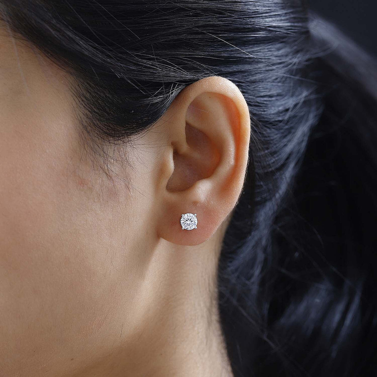 1.1 Ct. Moissanite Solitaire, Stud earring in Platinum Sterling Silver 7709840 4