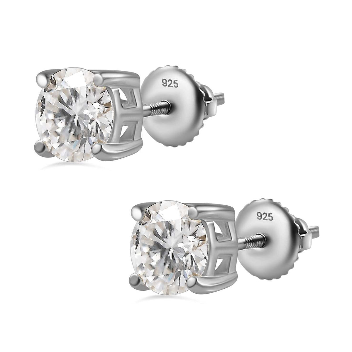 1.1 Ct. Moissanite Solitaire, Stud earring in Platinum Sterling Silver 7709840 5
