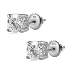 Moissanite  Solitaire Stud Push Post Earring in Platinum Overlay Sterling Silver 2.40 ct  1.144  Ct.