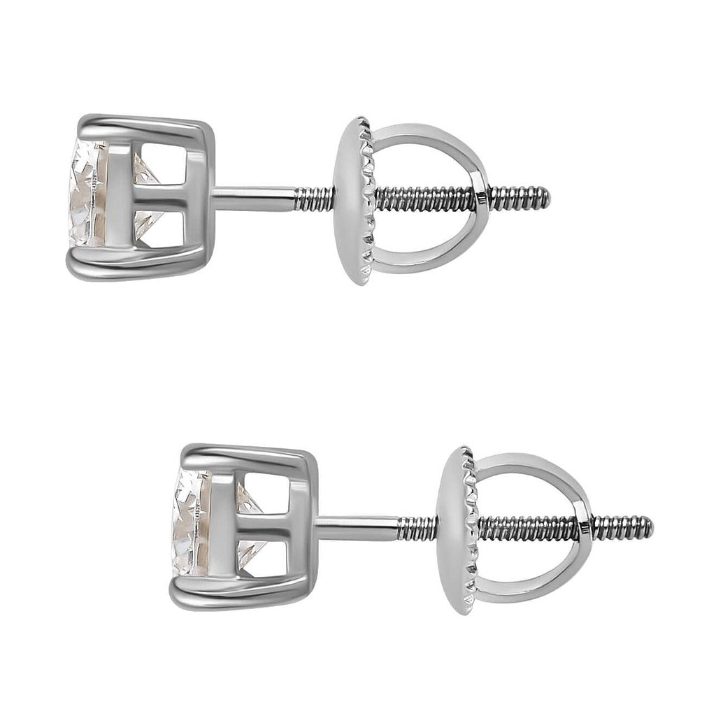 Moissanite  Solitaire Stud Push Post Earring in Platinum Overlay Sterling Silver 2.40 ct  1.144  Ct.