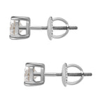 Moissanite  Solitaire Stud Push Post Earring in Platinum Overlay Sterling Silver 2.40 ct  1.144  Ct.
