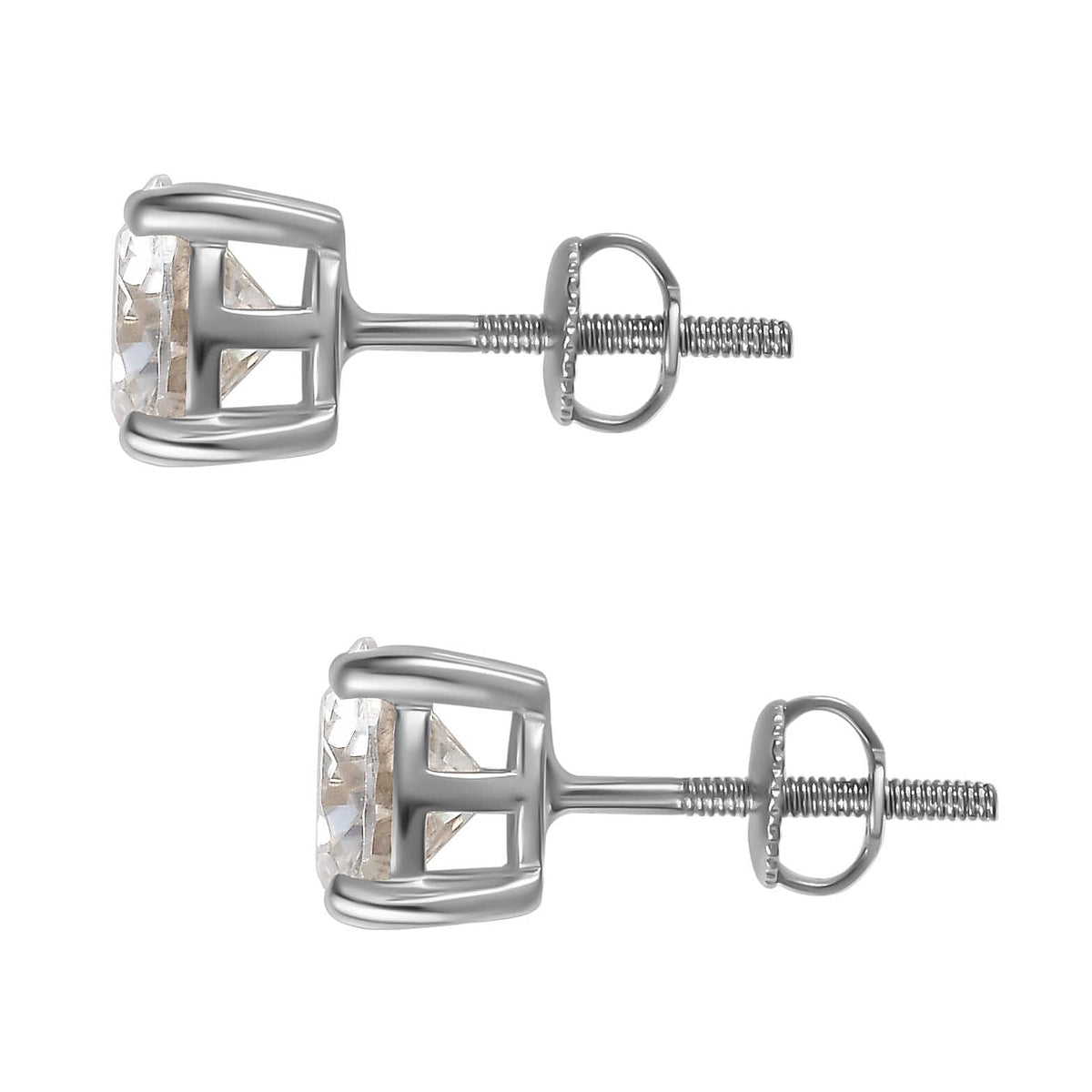 Moissanite  Solitaire Stud Push Post Earrings in Platinum Overlay Sterling Silver 2.40 ct  2.288  Ct. V32606500 6