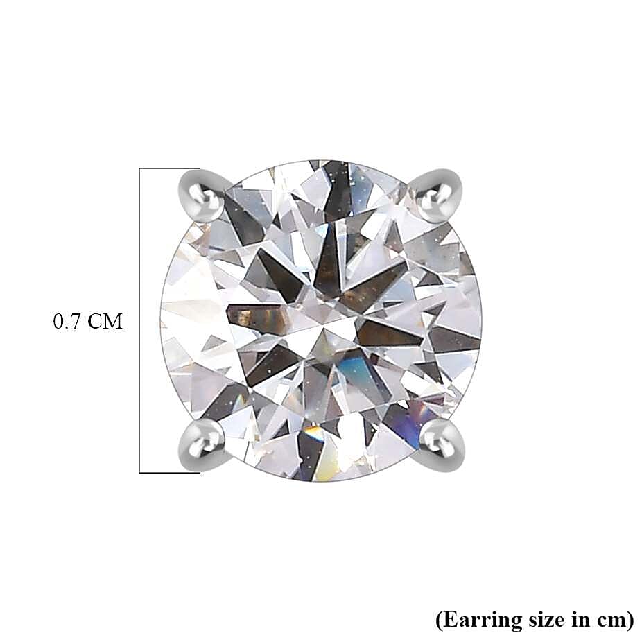 Moissanite  Solitaire Stud Push Post Earrings in Platinum Overlay Sterling Silver 2.40 ct  2.288  Ct. V32606500 7