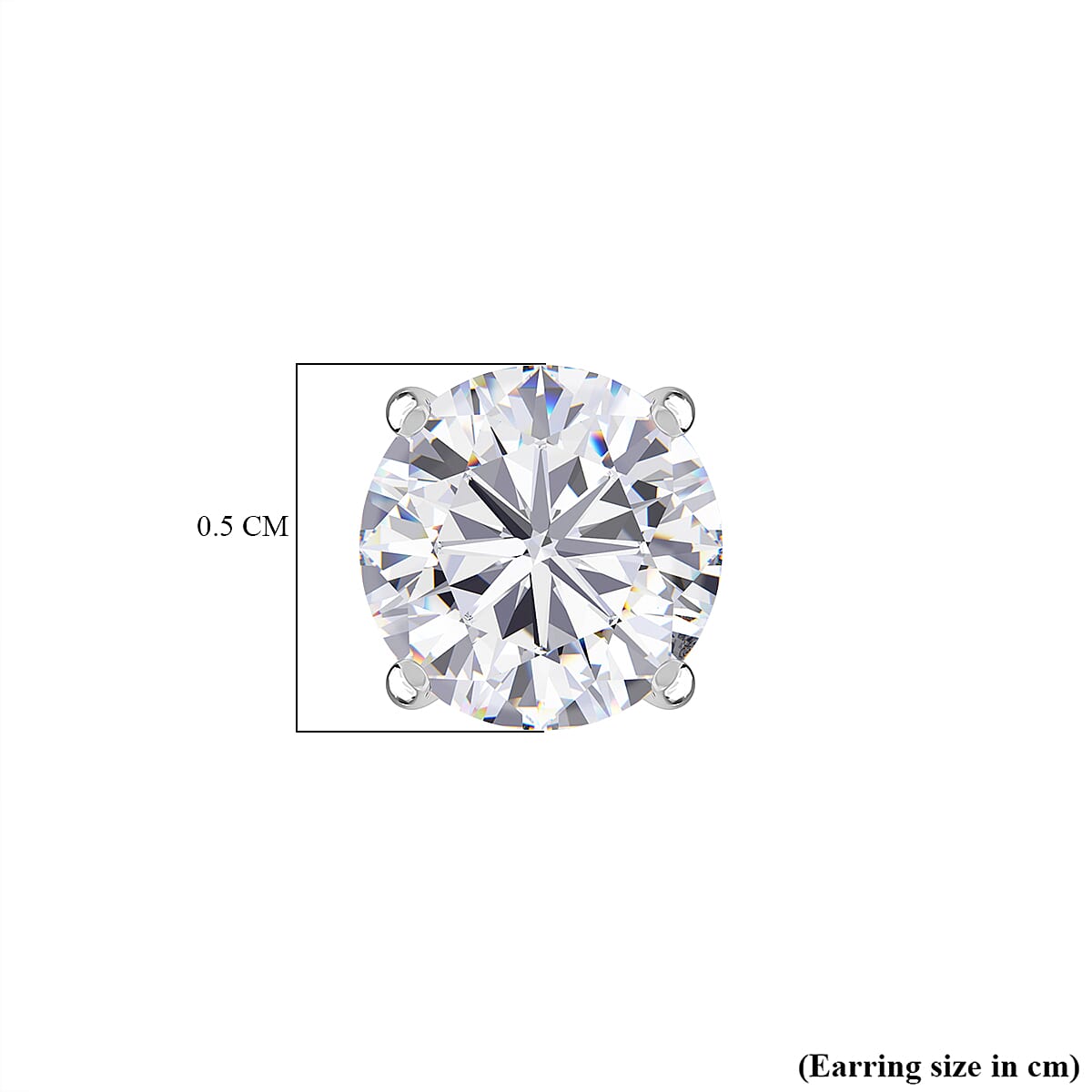 Royal Bali Collection - Moissanite Solitaire Stud Push Post Earring in Platinum Overlay Sterling Silver 8321375 5